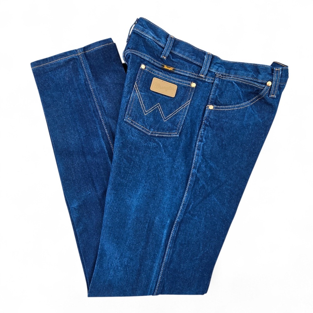Wrangler Cowboy Cut Jeans Mens 36x36 Dark Indigo Blue Straight‎ Leg Denim EUC